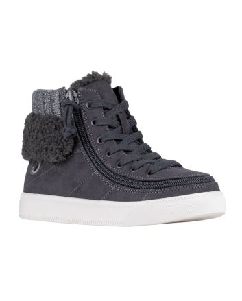 Billy Charcoal Grey Cuff Zipper Buty