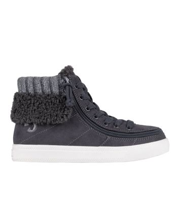 Billy Charcoal Grey Cuff Zipper Buty